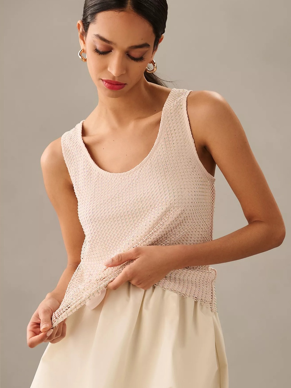 New! Anthropologie Sunday in Brooklyn Rhinestone Mesh Tank top XS